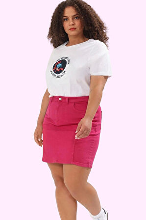 Kadın Denim Mini Etek Rahat A line Kesim Günlük Kombin Hafta Sonu Yaz Aylarının Vazgeçilmezi