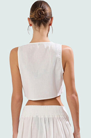 Şık Flamlı Pamuk Bluz Etek Takım Yazın Rahatlığı ve Şıklığı Özenle Seçilmiş Modern Stil