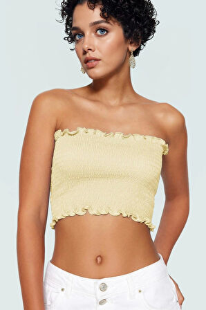 Yazlık Straplez Örme Bluz Pamuklu Fitted Gipeli Kolsuz Kaliteli İşçilik Premium Kalite