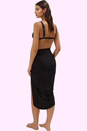 Kadın Midi Örme Plaj Etek; Büzgü Detay; Bodycone Siluet; Şık Tasarım Yaz Aylarının Vazgeçilmezi