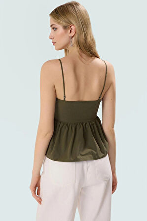 Yazlık Bluz Terrycotton Kumaş İnce Askılı Kalp Yaka Rahat Kalıp Günlük Şıklık Özel Tasarım