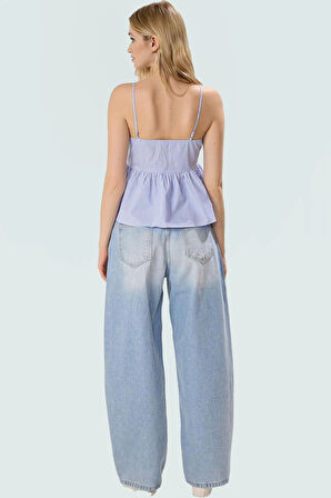 Yazlık Bluz Terrycotton Kumaş İnce Askılı Kalp Yaka Rahat Kalıp Günlük Şıklık Özel Tasarım