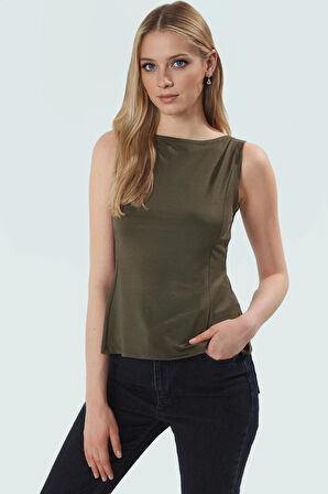 Yazlık Micro Örme Bluz Fitted Kalıp Bisiklet Yaka Peplum Detay Modern Stil Rahat Ve Şık