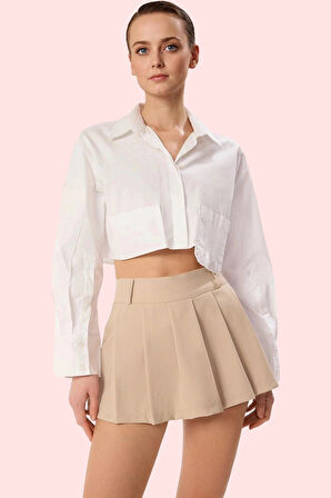 Kadın Kısa Boy Finike Dokuma Piliseli Şort Etek Rahat Günlük Hafta Sonu Yaz Aylarının Vazgeçilmezi