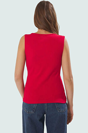 Rahat ve Şık Kolsuz Örme Bluz Pamuklu Kaşkorse Kumaş Konforlu Kesim Uzun Ömürlü