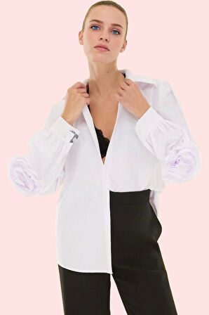 Kadın Uzun Kollu Gömlek Poplin Dokuma Şık Gece Elbisesi Günlük Kullanım Yaz Aylarının Vazgeçilmezi