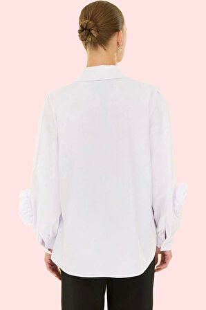 Kadın Uzun Kollu Gömlek Poplin Dokuma Şık Gece Elbisesi Günlük Kullanım Yaz Aylarının Vazgeçilmezi