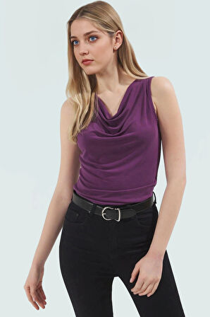 Rahat Modal Bluz Kolsuz Fitted Degaje Yaka Günlük Kullanım Yüksek Kalite