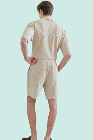 Erkek Kısa Boy Moonlight Dokuma Şort; Normal Bel Straight Kesim Rahat Tasarım Günlük Kullanım