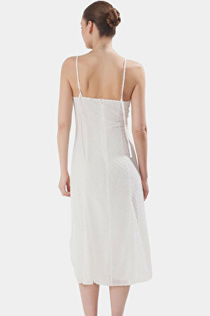 Kolsuz A Kesim Midi Elbise Şifon Dokuma  Polyester Rahat Ve Şık Mükemmel Uyum