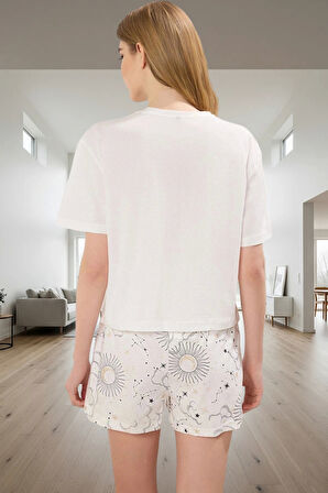 Rahat Kalıp Pijama Takımı %100 Pamuk Galaksi Desenli Yazlık Ve Şık Trend Tasarım