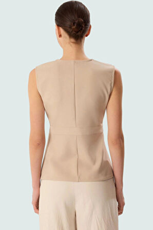 Yazlık Bluz Regular Kalıp Finike Dokuma V Yaka Rahat Kesim Mükemmel Uyum