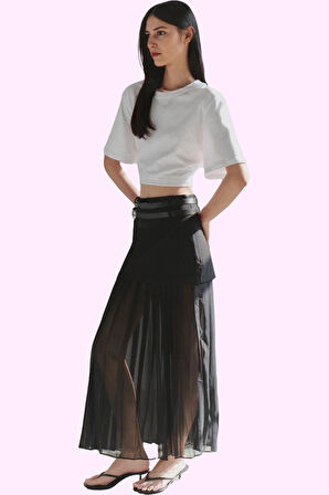 Kadın Şifon Etek Pileli Midi Boy A line Günlük Ve Özel Günler Hafta Sonu Dayanıklı Malzeme