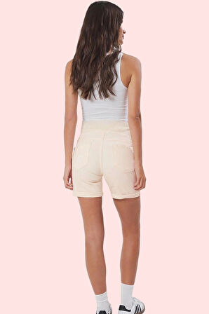 Kadın Hamile Denim Şort Renk Yüksek Bel Boru Paça Rahat Günlük Hafta Sonu Kaliteli Malzeme