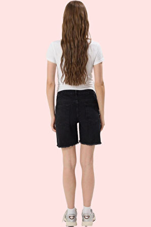 Kadın Hamile Denim Şort Rengi Yüksek Bel Straight Siluet Günlük Yaz Aylarının Vazgeçilmezi