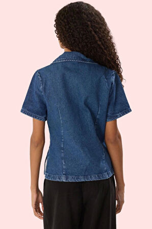 Kadın Denim Gömlek Pamuk Regular Kalıp A Line Günlük Stil Hafta Sonu Yaz Aylarının Vazgeçilmezi