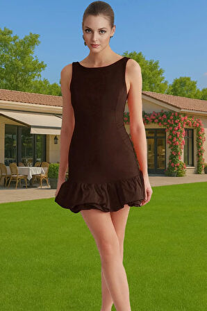 Yazlık Mini Elbise Astarlı Balon Etekli Kısa Gece Elbisesi Uzun Ömürlü Premium Kalite Seçkin Malzeme