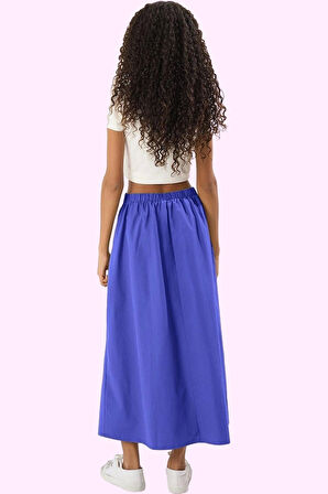 Kız Çocuk Renk Günlük Kloş Maxi Etek Pile Detaylı Rahat Kesim Hafta Sonu Dayanıklı Malzeme