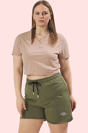 Kadın Pamuklu Örme Şort Büyük Beden Yüksek Bel Casual Stil Günlük Kullanım Kaliteli Malzeme