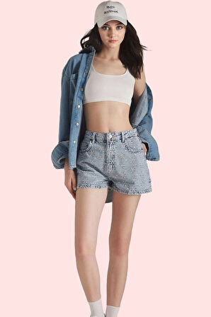 Kadın Yüksek Bel Mom Fit Denim Şort Pamuk Günlük Stil Hafta Sonu Yaz Aylarının Vazgeçilmezi