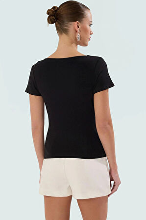 Viskon Ribana Bluz Fitted Vücut Oturma Regular Boy Asimetrik Yaka Özel Tasarım