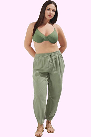 Kadın Pamuk Şalvar Pantolon Rahat Kesim Yüksek Bel Yazlık Plaj Günlük Kullanım Özel Günler