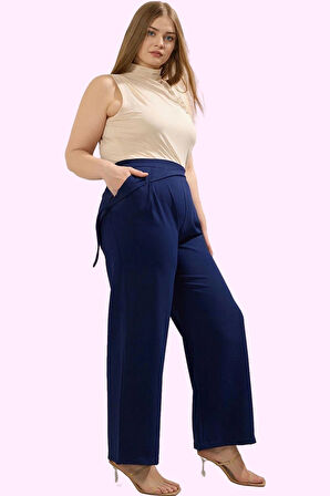 Kadın Geniş Paça Pantolon Polyester Dokuma Kumaş İş Hayatının Şıklığı Yaz Aylarının Vazgeçilmezi