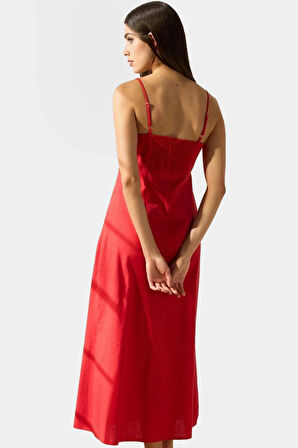 A line Maxi Elbise Pamuk Keten Dokuma Nefes Alabilir Mükemmel Uyum Özel Tasarım Modern Stil