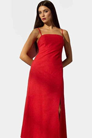 A line Maxi Elbise Pamuk Keten Dokuma Nefes Alabilir Mükemmel Uyum Özel Tasarım Modern Stil