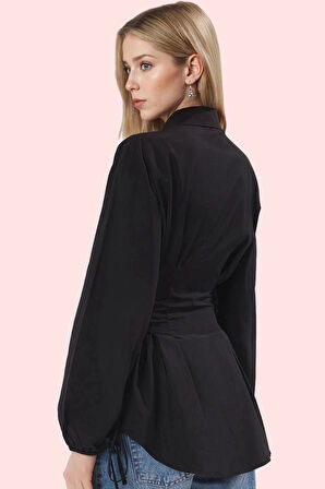 Kadın Pamuk Polyester Terrycotton Kumaş Gömlek Düz Desen Yaka Fitted Kalıp Günlük Şıklık Hafta Sonu