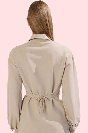 Kadın Pamuk Polyester Terrycotton Kumaş Gömlek Düz Desen Yaka Fitted Kalıp Günlük Şıklık Hafta Sonu