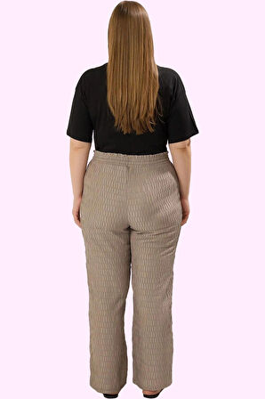 Kadın Dokulu Büyük Beden Pantolon Yüksek Bel Rahatlık Günlük Kullanım Yaz Aylarının Vazgeçilmezi