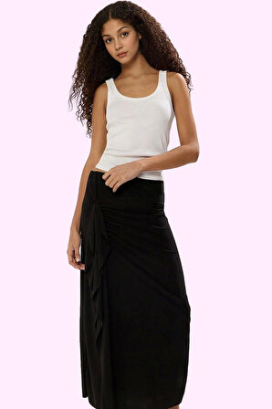 Kadın Maxi Etek Yüksek Bel Örme Kumaş Asimetrik Kalem Kalıp Günlük Yaz Aylarının Vazgeçilmezi