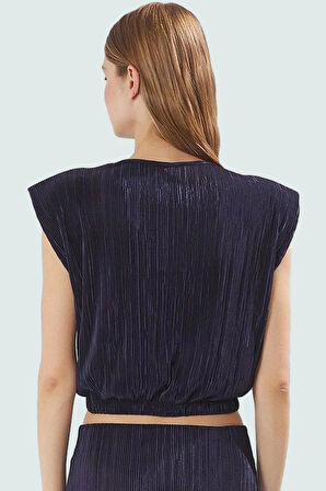 Plise Detaylı Polyester Örme Yazlık Kadın Bluz Etek Takım Günlük Kullanım İçin