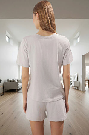 Pamuklu Kurdele Detaylı Şortlu Pijama Takımı Rahat ve Şık Konforlu Kesim Premium Kalite