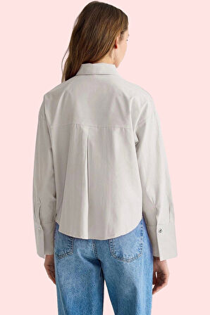 Kadın Düz Desen Basic Gömlek Uzun Kollu Terrycotton Kumaş Yaz Günlük Kullanım Modern Tasarım