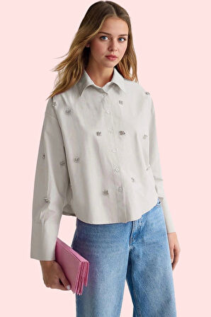 Kadın Düz Desen Basic Gömlek Uzun Kollu Terrycotton Kumaş Yaz Günlük Kullanım Modern Tasarım