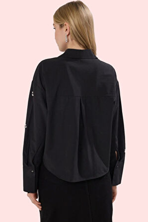 Kadın Düz Desen Basic Gömlek Uzun Kollu Terrycotton Kumaş Yaz Günlük Kullanım Modern Tasarım