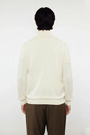 Erkek Düz Desen Regular Fit Fermuarlı Yarım Balıkçı Yaka Triko Kazak Kışlık Rahat Giyim Kaliteli