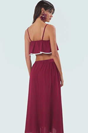 Pamuklu Dokuma Bluz Etek Takım Yazlık Plaj Şıklığı Şık Görünüm Modern Stil Dayanıklı Malzeme