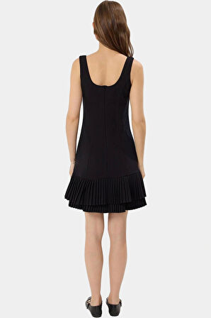 Piliseli Mini Dokuma Elbise Kolsuz Skater Yazlık Zarifane Tasarım Premium Kalite