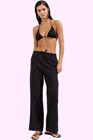 Kadın Pamuk Plaj Pantolonu Rahat Geniş Paça Tasarım Yazlık Günlük Kombinler Kaliteli Malzeme