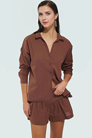 Rahat Plaj Takımı Flamlı Pamuk Dokuma Gömlek Şort Kaliteli İşçilik Yüksek Kalite Mükemmel Uyum