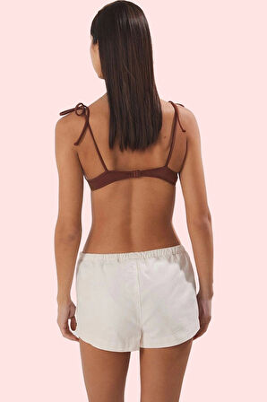 Kadın Pamuk Denim Şort; Yüksek Bel; Geniş Paça; Çok Çizgili; Plaj ve Günlük Kullanım Hafta Sonu