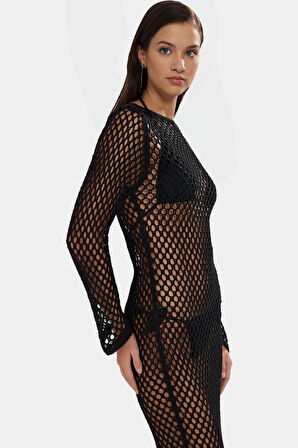 Maxi Boy Triko Plaj Elbisesi Renk V Yaka Sırt Dekolteli Kaliteli İşçilik Konforlu Kesim