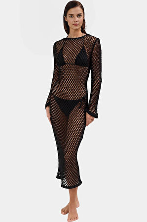 Maxi Boy Triko Plaj Elbisesi Renk V Yaka Sırt Dekolteli Kaliteli İşçilik Konforlu Kesim