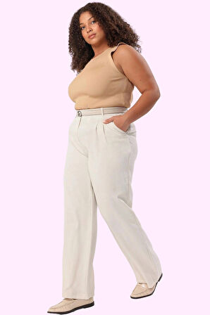 Kadın Düz Desen Geniş Paça Pantolon Yüksek Bel Dokuma Kumaş Günlük Yaz Aylarının Vazgeçilmezi