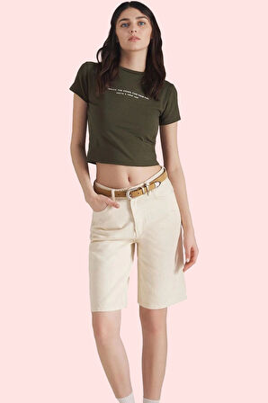 Kadın Pamuklu Bermuda Şort Rahat Geniş Paça Yazlık Günlük Hafta Sonu Yaz Aylarının Vazgeçilmezi