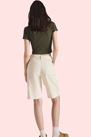 Kadın Pamuklu Bermuda Şort Rahat Geniş Paça Yazlık Günlük Hafta Sonu Yaz Aylarının Vazgeçilmezi