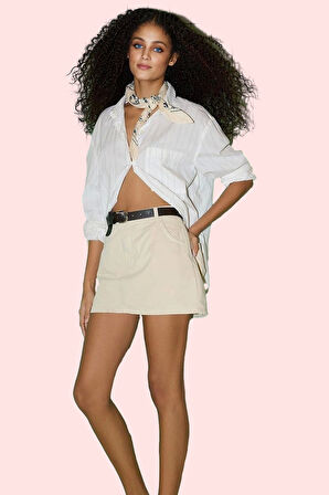 Kadın Denim Kemerli Şort Etek Pamuk Kısa Boy Günlük Stil Hafta Sonu Yaz Aylarının Vazgeçilmezi